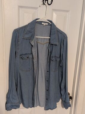 Maurices Light Blue Denim Shirt
